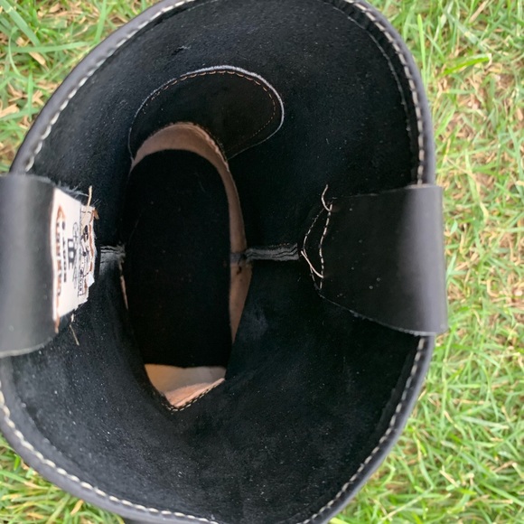 Men’s STEEL TOE pull on Leather work Boots Black - Picture 7 of 7